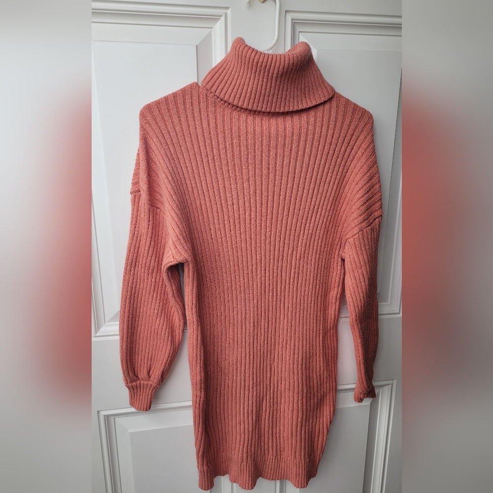 Pink Turtleneck Sweater Dress